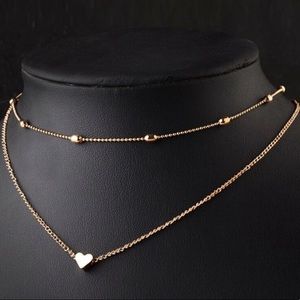 Gold Heart Choker Necklace